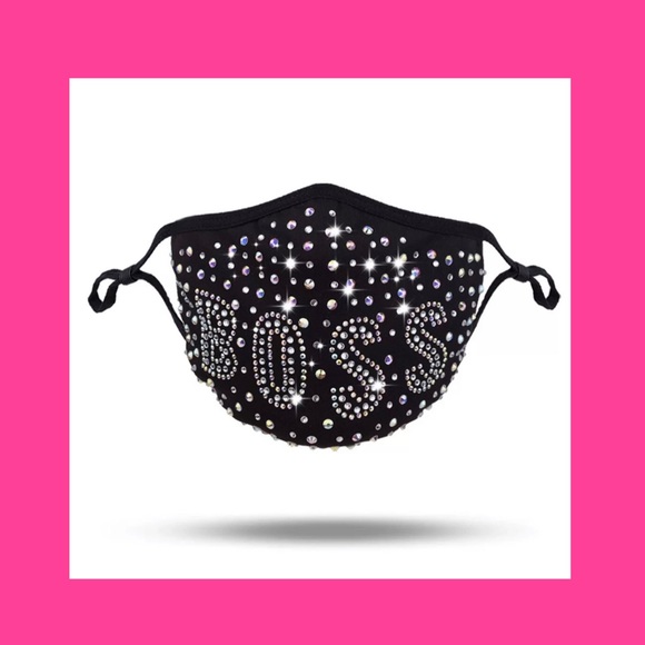 😷 Rhinestone *BOSS* Adjustable Face Mask - Picture 2 of 3